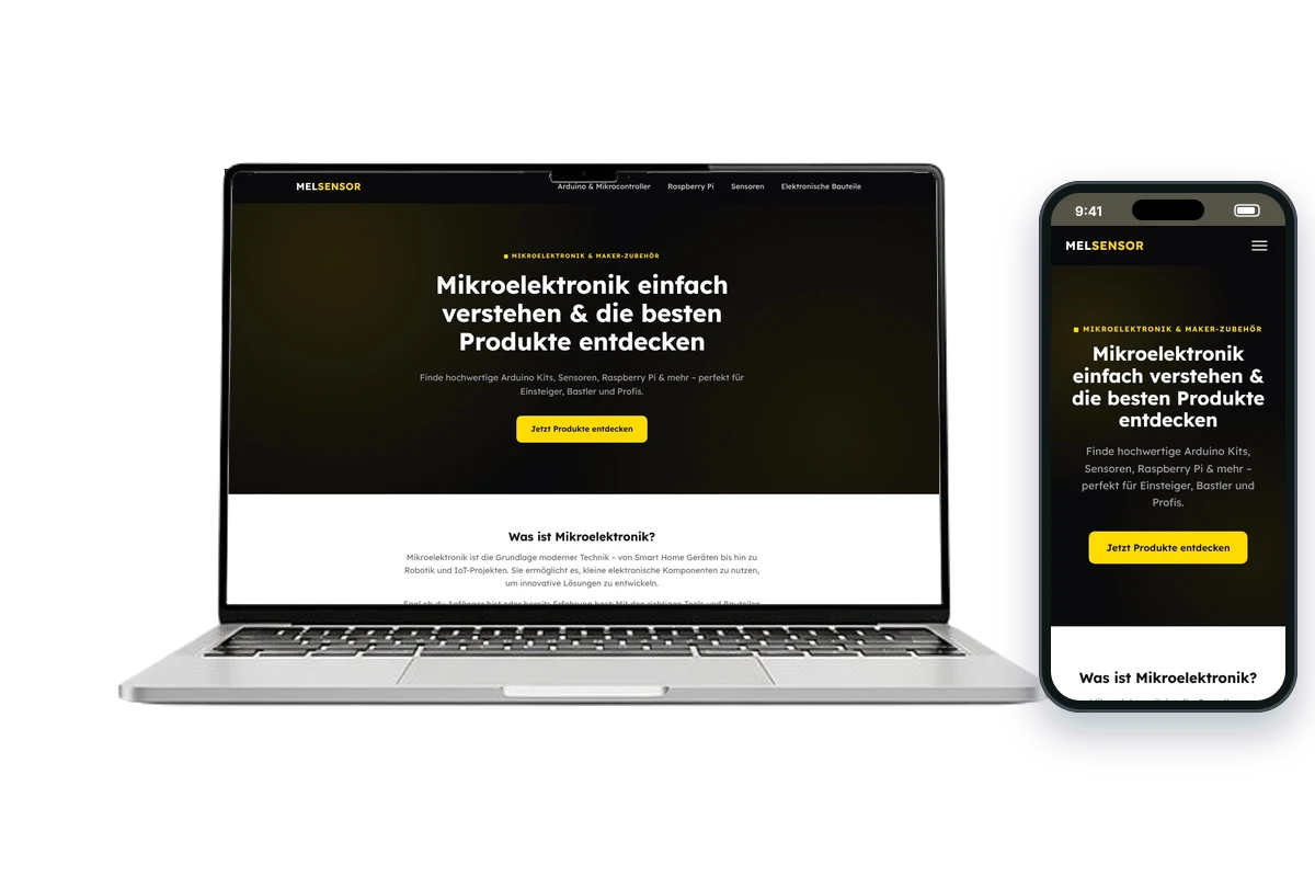 Melsensor website on desktop and mobile