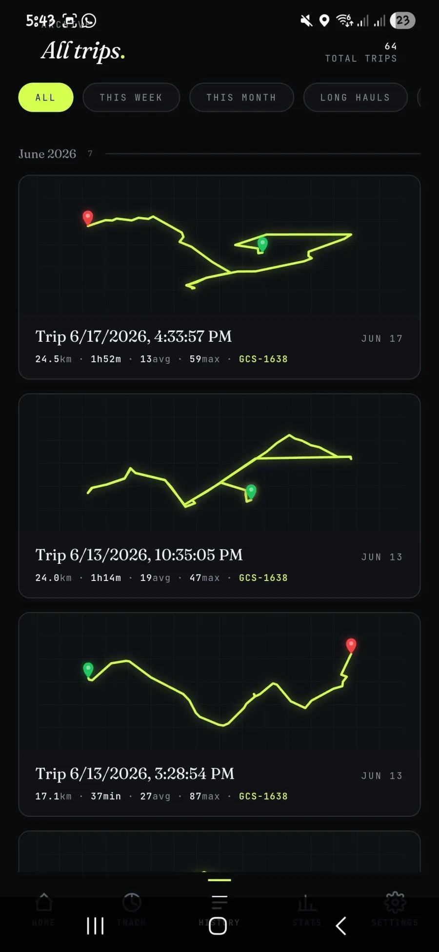 Trip history
