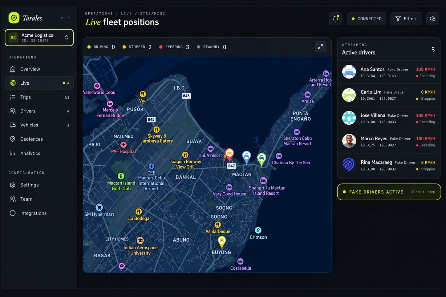 Tarales Fleet Tracking screenshot