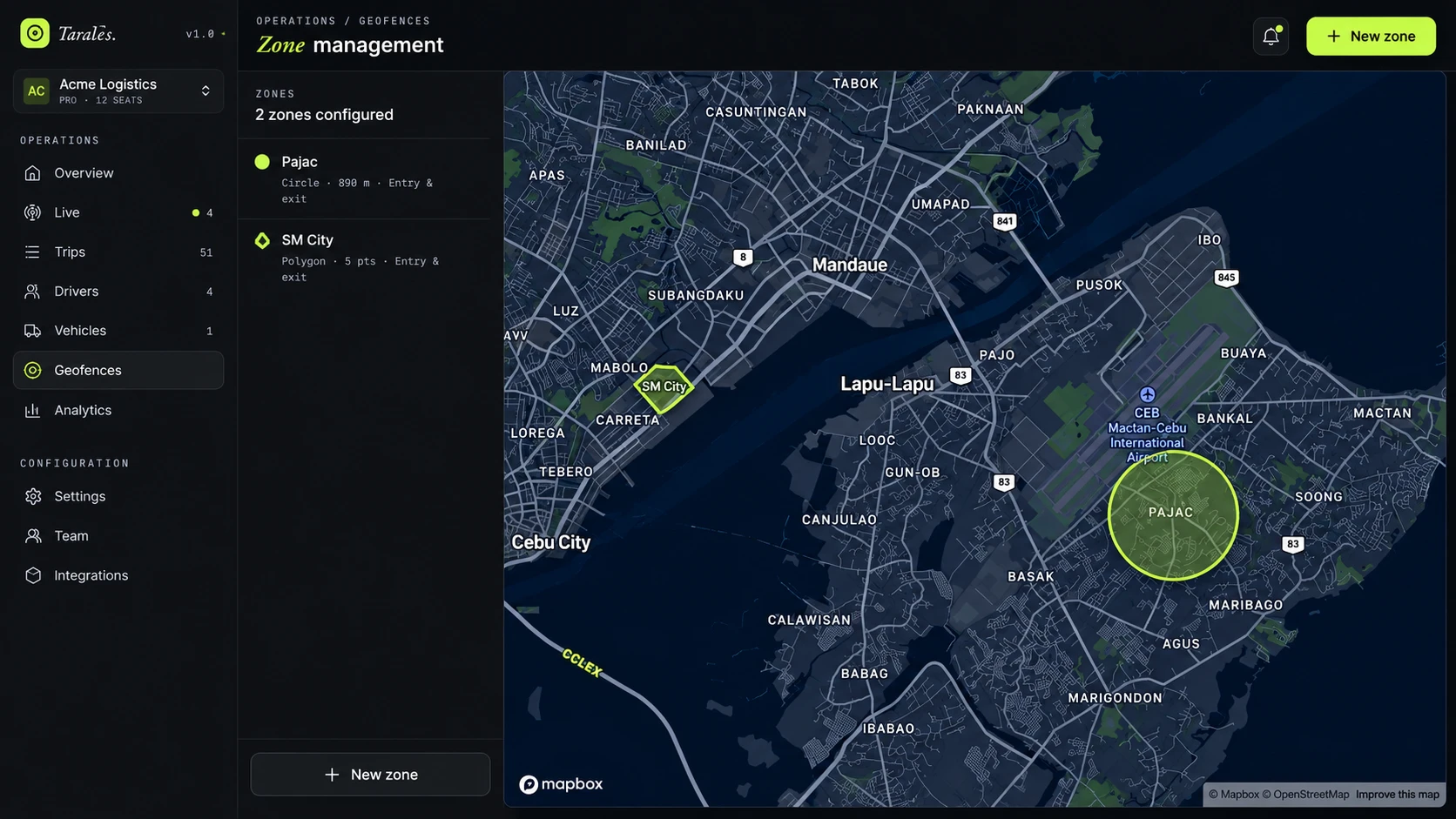Geofence zone management